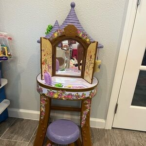 Rapunzel Tower Vanity Playset Tangled Disney Princess w/ mirror, stool, brush